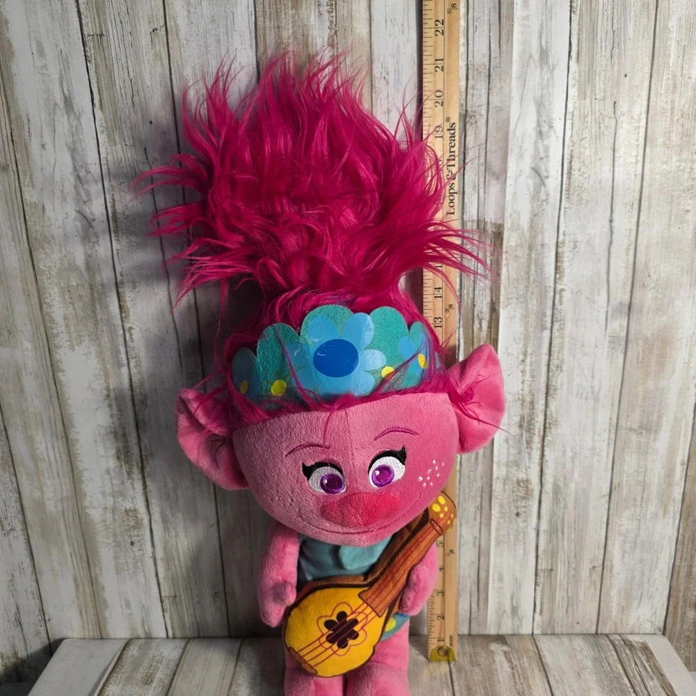 DreamWorks Trolls Poppy Plush 22 Inch Pink Hair Ukulele Stuffed Toy Doll